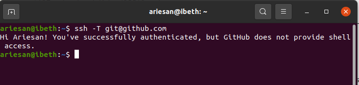 contoh ssh berhasil terkoneksi